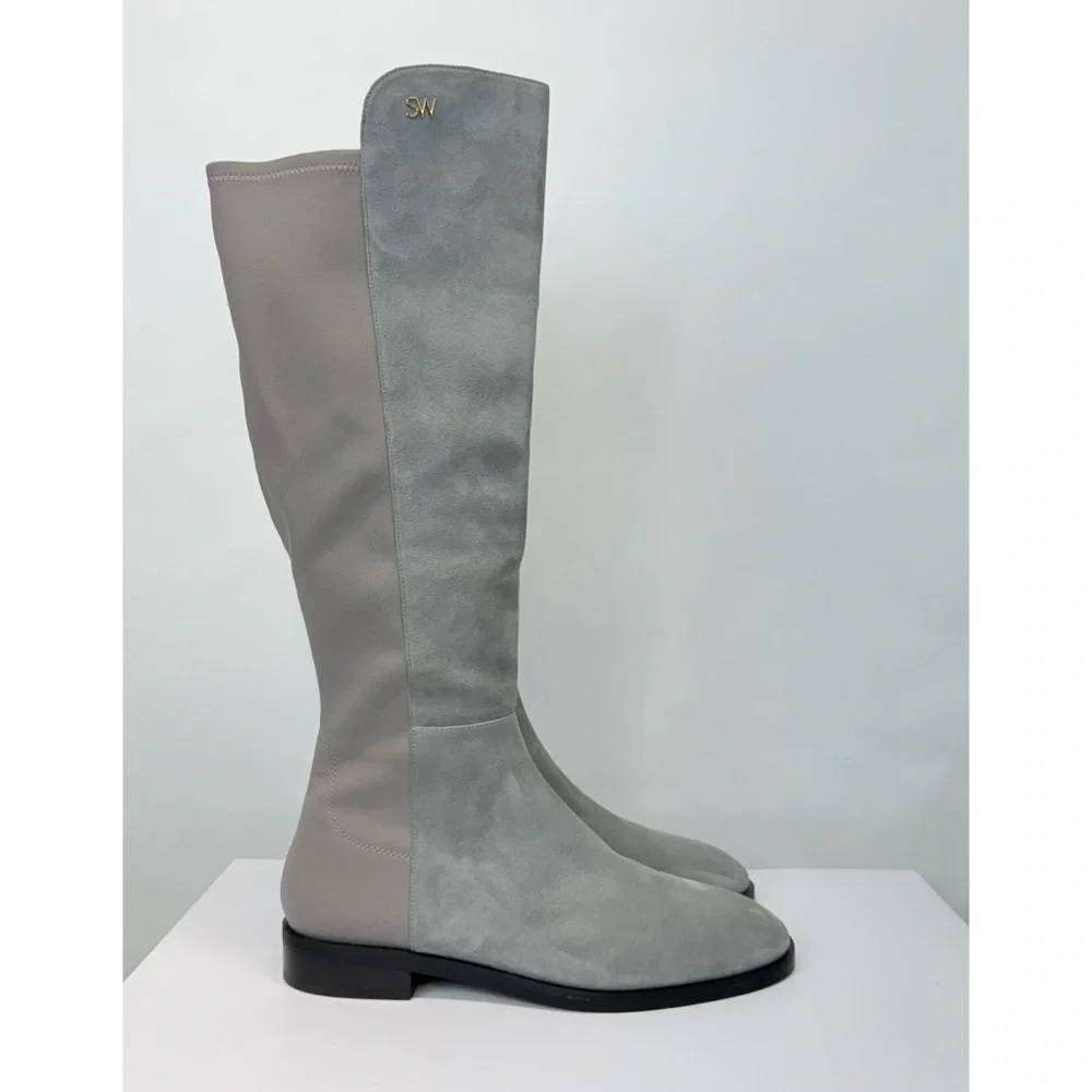 New Stuart Weitzman Keelan City Suede Knee High Boot In Grey Sz 10.5